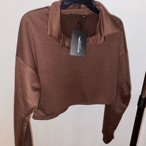 Chocolate crop sweater.